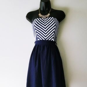 Navy Blue & White Ladies Tube Tail Dress Small